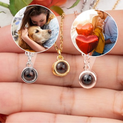 Custom Photo Projection Charm Necklace For Valentine's Day Gift