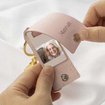 Personalized Pink Photo Keychain For Grandma