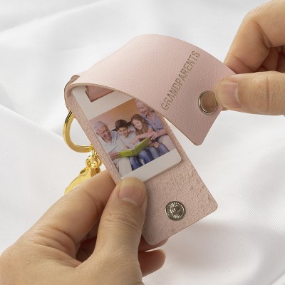 Personalized Photo Keychain For Family Grandma Grandpa