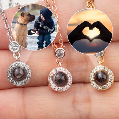 Custom Photo Projection Charm Necklace For Soulmate Valentine's Day Gift