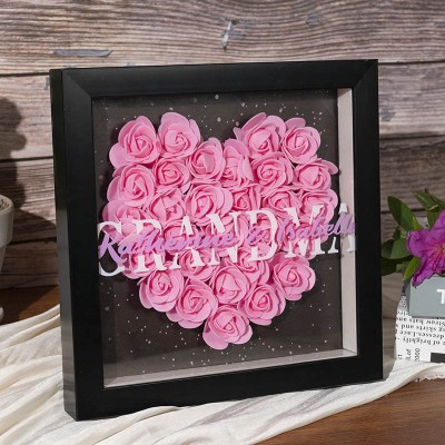 Personalized Grandma Flower Shadow Box With Kids Name For Grandma Mother's Day Gift Ideas