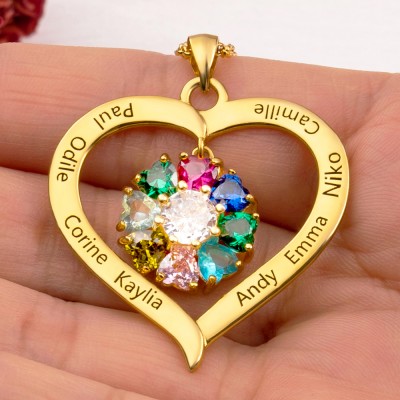 Personalized Heart Birthstone Name Necklaces For Her Mother Birthday Family Anniversary Gift Ideas