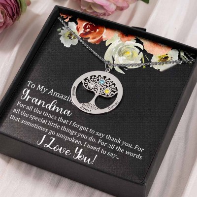 To My Grandma Personalized Family Tree Necklaces With Names For Mother's Day Gift Ideas