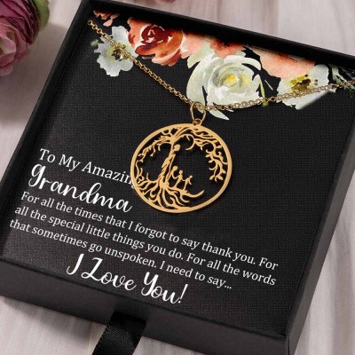 To My Grandma Personalized Family Tree Necklace For Mother's Day Gift Ideas