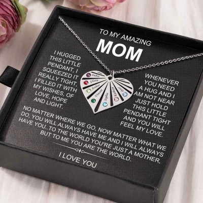 Personalized To My Mom Birthstone Heart Pendant Necklace Gift Ideas For Mother's Day