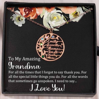 To My Grandma Personalized Family Tree Necklaces
