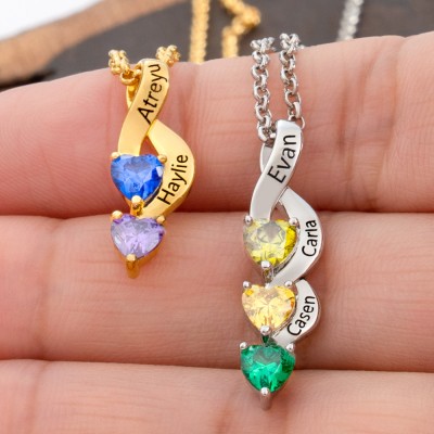 Personalized 1-7 Name Necklaces With Birthstone For Mom Family Her Gift Ideas