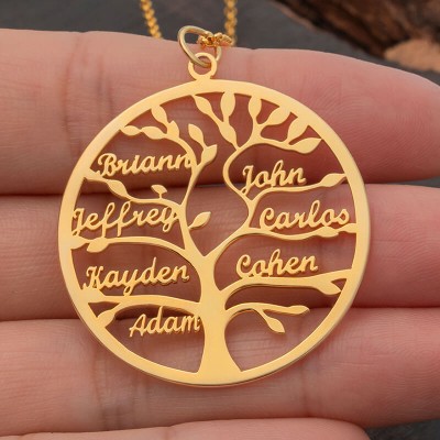 Personalized 1-9 Names Family Tree Necklaces