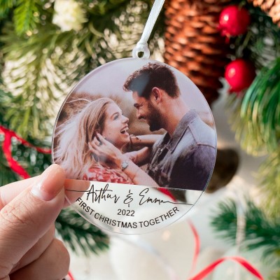 Our First Christmas Together Ornaments Personalized Photo Couple 1st Anniversary Gift