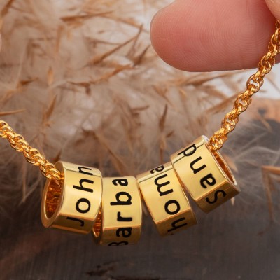 Personalized Name Necklaces With Engraved Beads For Mom Family Christmas Day Gift Ideas