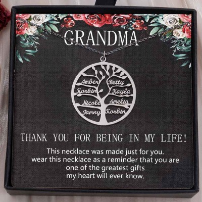 To My Grandma Custom Family Tree Name Necklace