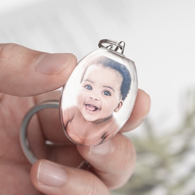 Custom Crystal Photo Keychain Personalized Baby Kids Gift