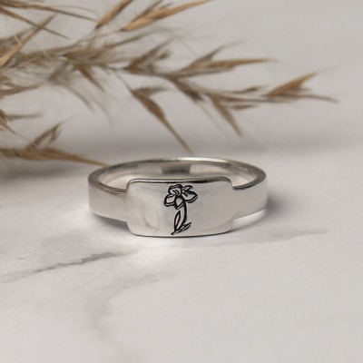 Personalized Family Birth Flower Month Ring Gift For Her