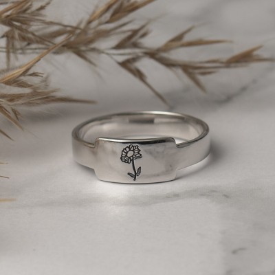 Personalized Family Birth Flower Month Ring Gift For Her