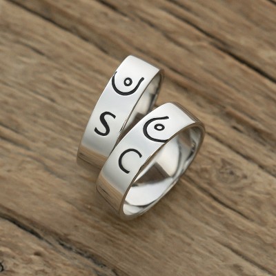 Personalized Matching Ring Best Friend Boobs Stacking Ring Set of 2