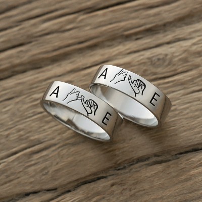 Pinky Swear Personalized Matching Ring Promise Fingers Stacking Set of 2