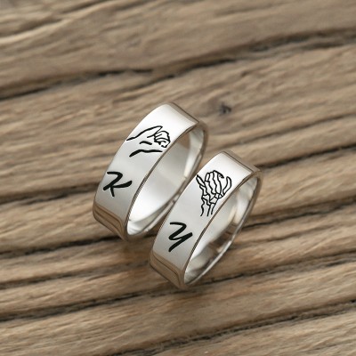 Pinky Swear Personalized Matching Ring Promise Fingers Stacking Set of 2