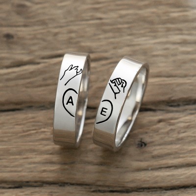 Pinky Swear Personalized Matching Ring Promise Finger Stacking Ring Set of 2