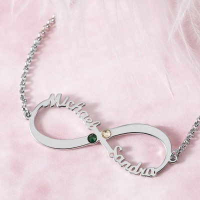 Infinity Name Necklace With Birthstones