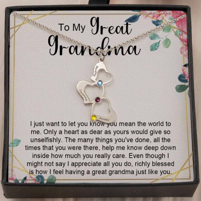Personalized To My Grandma Heart Necklace From Grandkids For Grandma Mother's Day