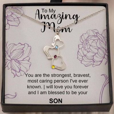 Personalized To My Mom Heart Necklace From Daughter Son For Mother's Day