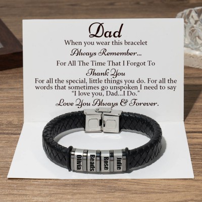 To My Dad Custom Beads Bracelet With Kids Name For Father's Day Gift