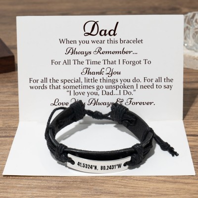 To My Dad Custom Leather Name Bracelet For Father's Day Gift Ideas