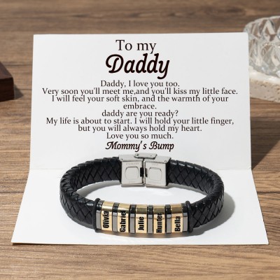 To My Dad Custom Beads Bracelet With Kids Name For Father's Day Gift Ideas