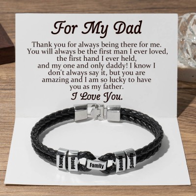 To My Dad Personalized Men Beaded Name Bracelet Gift Ideas For Father's Day