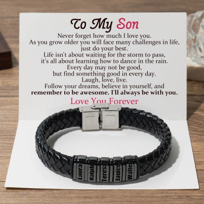 To My Son Custom Beads Name Bracelet From Dad Gift