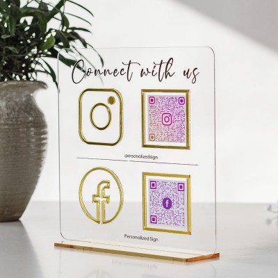 Personalized Instagram Facebook QR Code Sign Business Social Media Sign