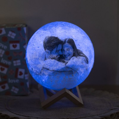 Personalized Moon Lamp Mult Color 3D Photo Moonlight Touch Home Decor For Couple Valentine's Day