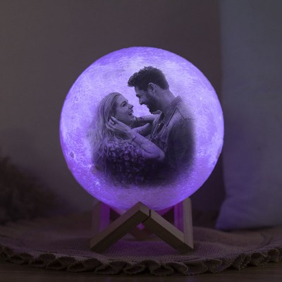 Personalized Moon Lamp Mult Color 3D Photo Moonlight Touch Home Decor For Couple Valentine's Day