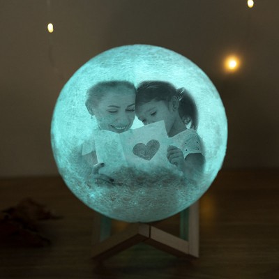 Personalized Moon Lamp Mult Color 3D Photo Moonlight Touch Home Decor For Mother's Day
