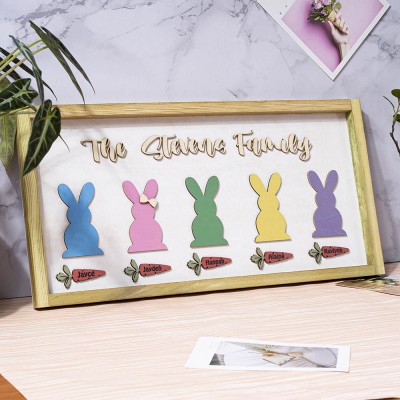 Easter Peeps Sign Personalized Engraved Name Wooden Bunny Home Decor Grandpa Grandma Gift