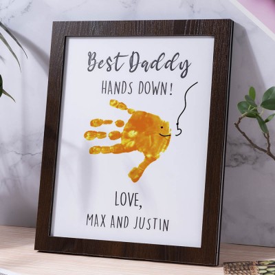 Best Daddy Hands Down Kid Handprint Frame Name DIY Gift For Father's Day