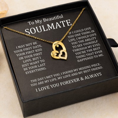 Custom To My Soulmate Heart Necklace For Valentine's Day Couple Gift