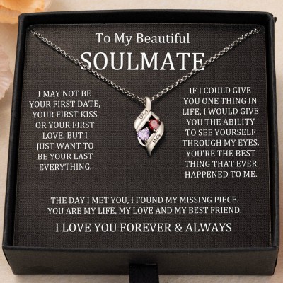 Custom To My Soulmate Birthstone Necklaces For Valentine's Day Couple Gift Ideas