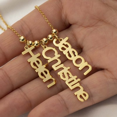 18K Gold Plating Personalized Vertical Engraving Name Necklace 