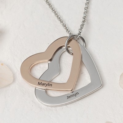 Personalized Heart Couple Names Necklaces For Valentine's Day
