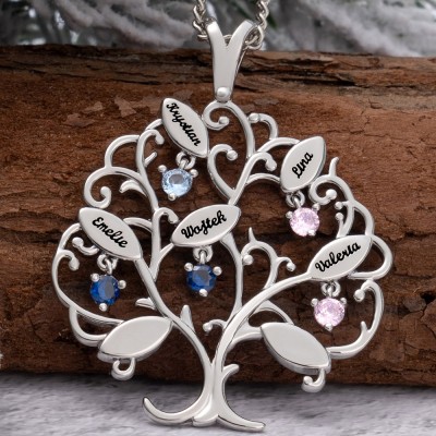 Personalized Family Tree Necklaces For Mother's Day Christmas Gift Ideas