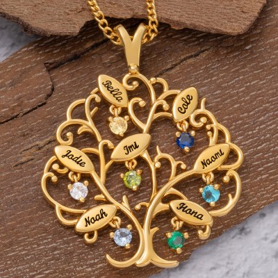 Personalized Family Tree Necklaces For Mother's Day Christmas Gift Ideas