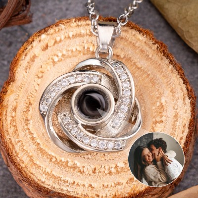 Custom Photo Projection Charm Necklace For Couple Valentine's Day Gift