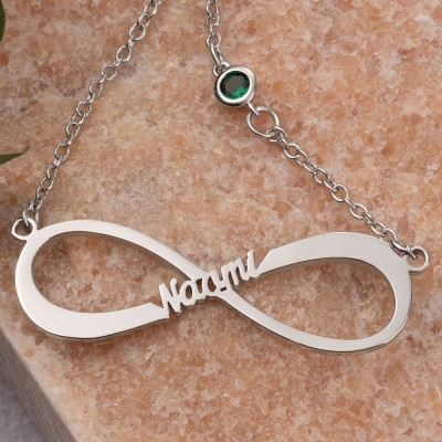 Custom Infinity Necklace With 1-8 Name and Birthstone For Mother's Day Christmas Gift Ideas