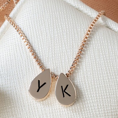 18K Rose Gold Plating Personalized Name Engraved Initial Neckalce