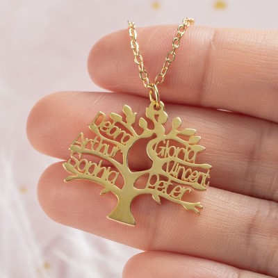 Personalized Family Tree Name Engraved Necklace