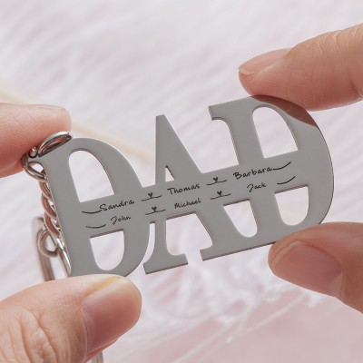 Father's Day Gift Personalized Dad Keychain With Kids Name