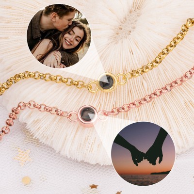 Custom Photo Projection Bracelet For Couple Soulmate Valentine's Day Gift Ideas