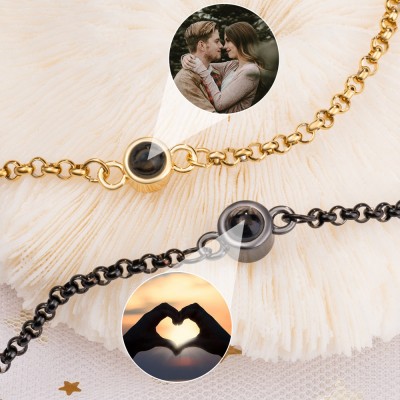 Custom Photo Projection Bracelet For Couple Soulmate Valentine's Day Gift Ideas
