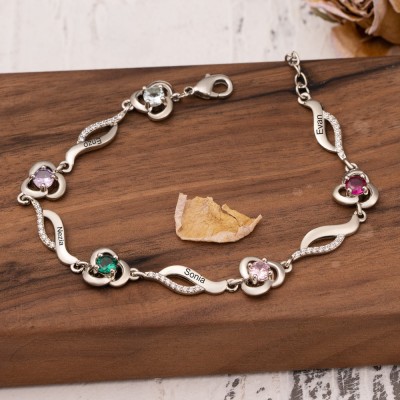 Custom Name Birthstone Bracelets For Mother's Day Christmas Gift Ideas